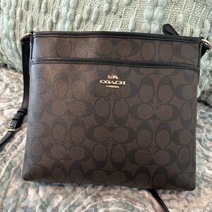 Coach Signature Black and Brown Crossbody Bag